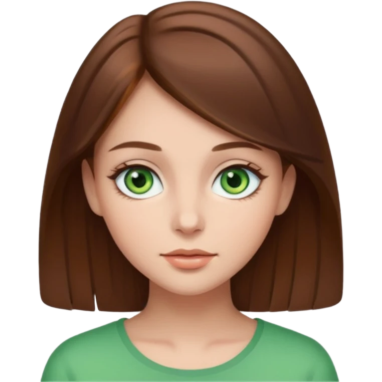 Clean girl whit brown hair and green eyes emoji