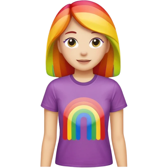 woman with rainbow coloref t shirt emoji