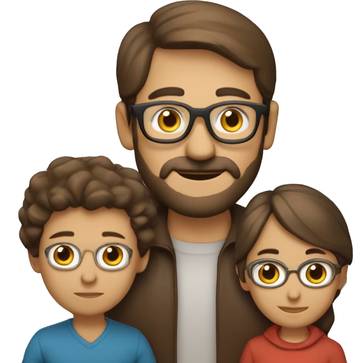 Familia de padre rubio con gafas, madre de pelo largo y liso y castaño, y  niño rubio  emoji