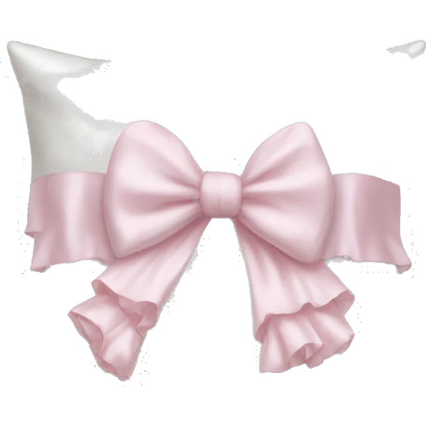 White silk pillow with ruffles and light pink bow in middle emoji
