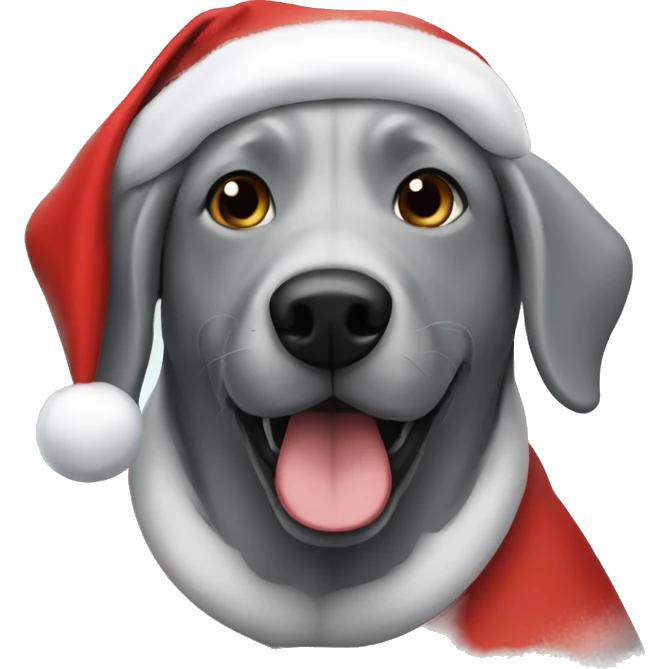 Grey dog with Santa emoji