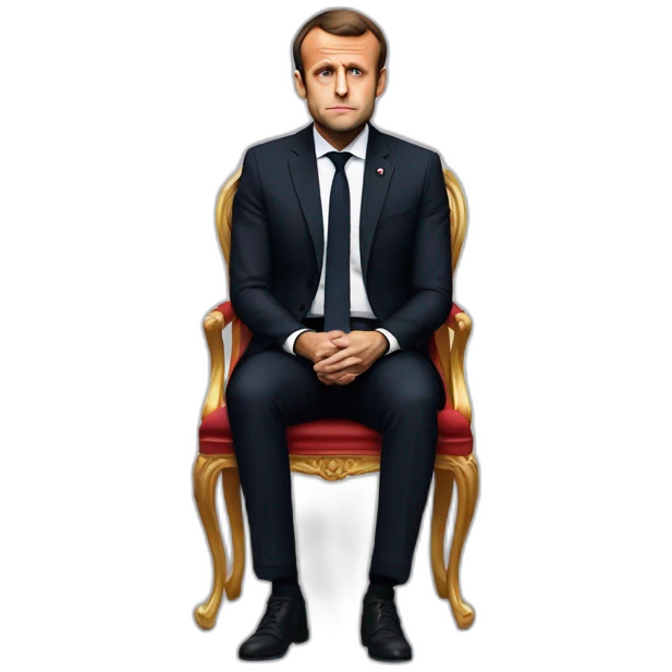 Emmanuel macron sad full body sitting emoji