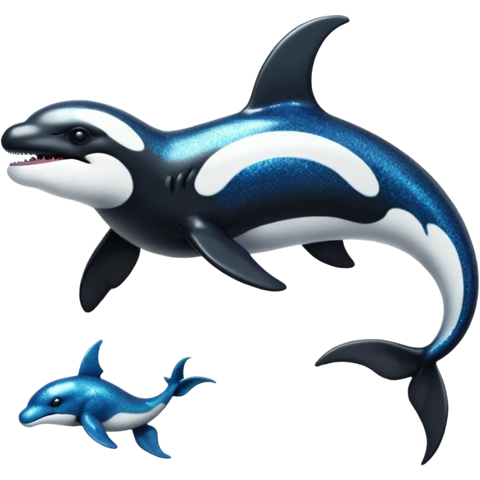 Black and white smooth shiny oily glossy glittery orca-dragon-reptilian-Draco-salandit-hybrid-fusion-creature emoji