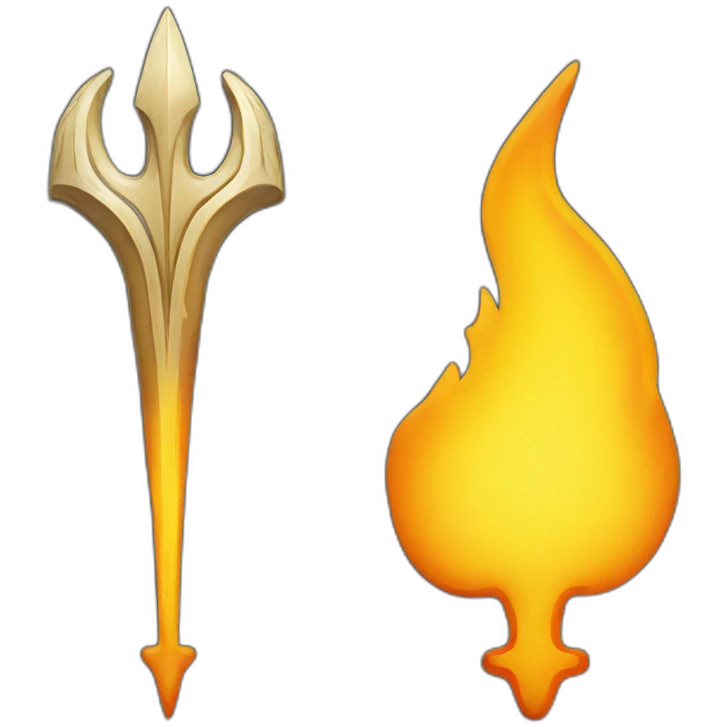 flame in the shape of ukrainian trident emoji