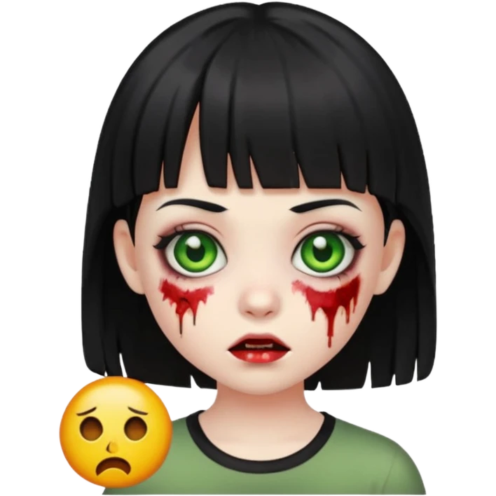 girl zombie with black hair and short bangs emoji emoji
