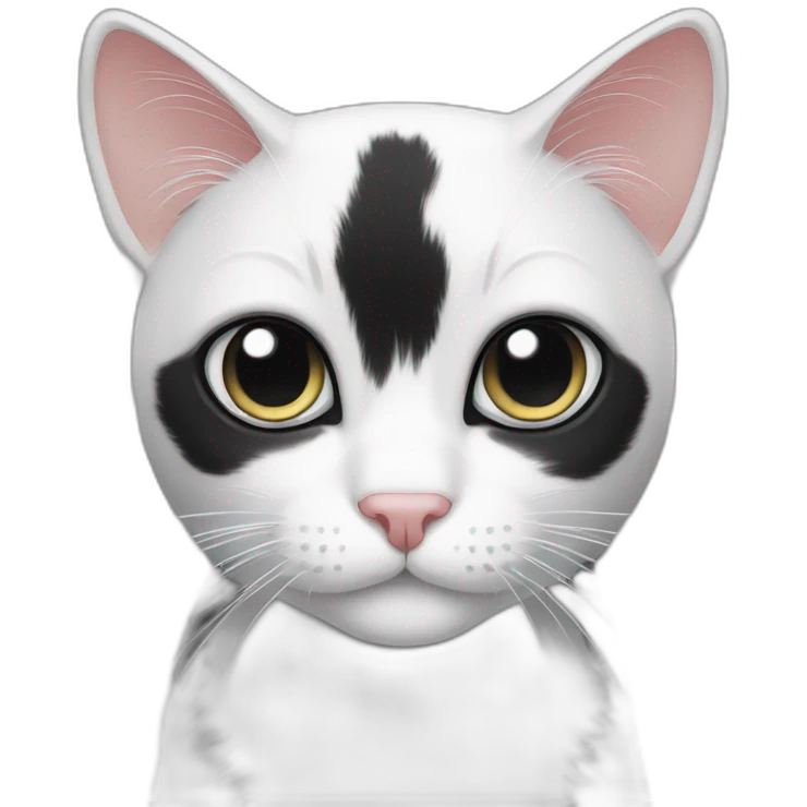 Black and White cat with grey eyes emoji