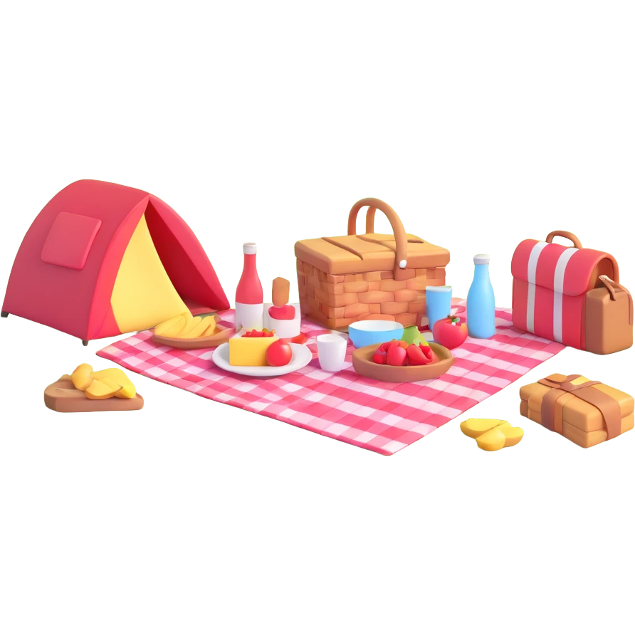 picnic by a peaceful lake emoji