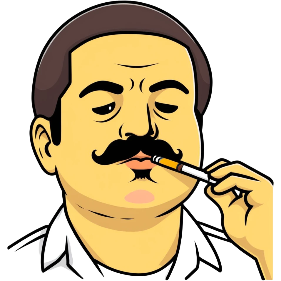 El Chapo Guzman with mustache smoking a marijuana joint emoji