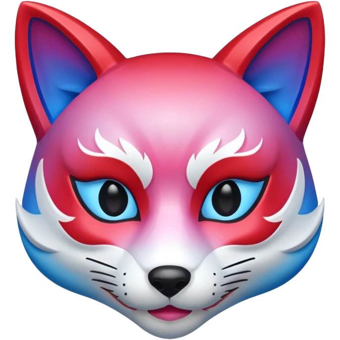 Mascara Kitsune Azul, Vermelho e Rosa degrade emoji