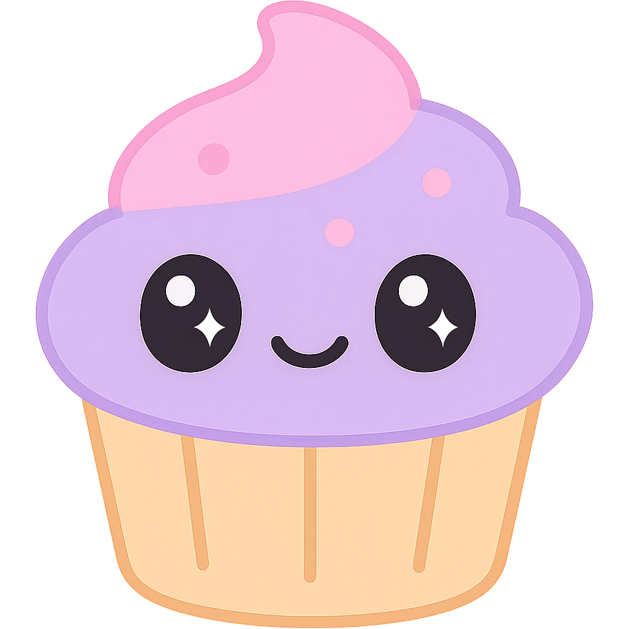 Cupcake with both lavender and pink icing, no background emoji