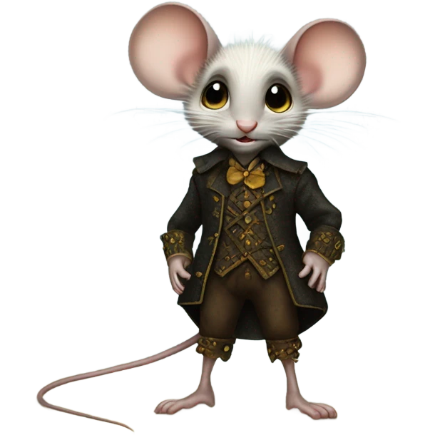 Tom Thumb whimsical fairytale boy mouse skin shoes and thistledown doublet shirt made of spider web emoji
