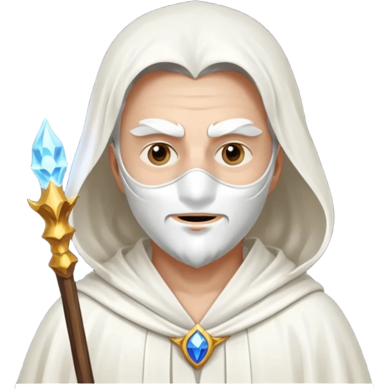 A wizard in white with white mask emoji