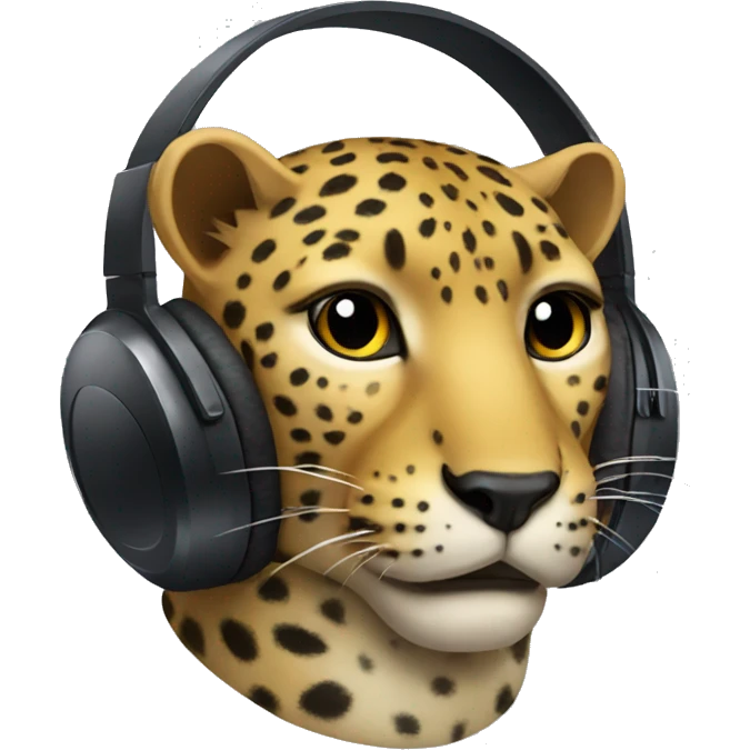 leopard wear  super big headphone emoji