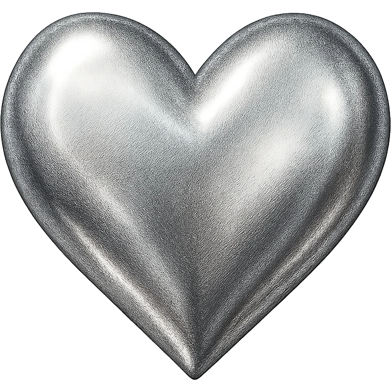 heart with a shimmering platinum finish emoji