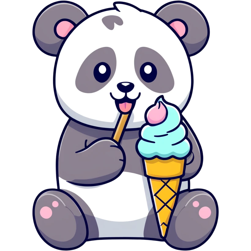 Panda eating ice cream emoji