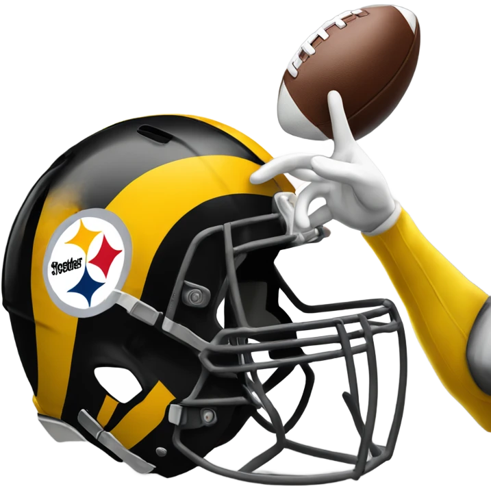 Steeler helmet high-fiving another Steelers helmet emoji