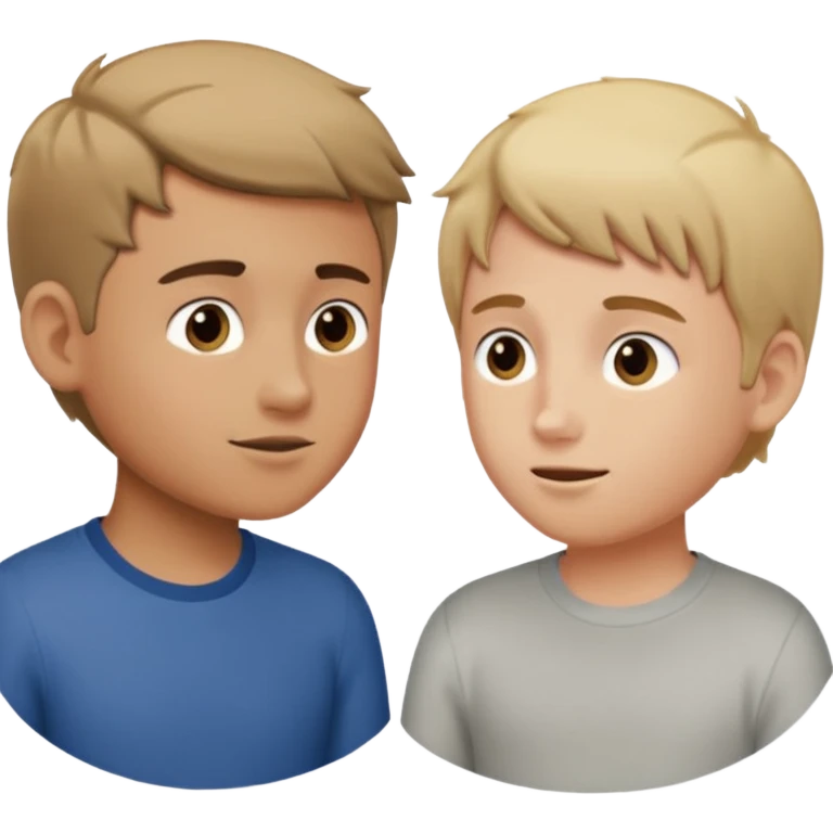 Two boys having a conversation looking at each other. emoji