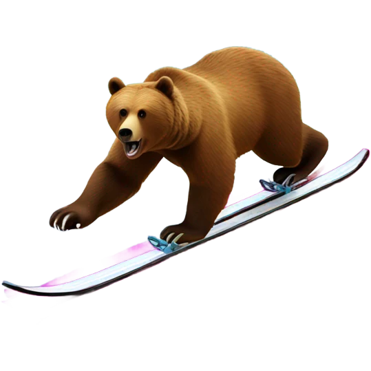 Grizzly bear skiing down a mountain made of skittles emoji