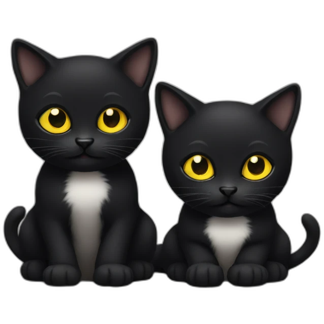 two black kitties with yellow eyes emoji