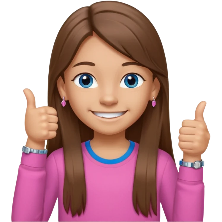 11 year old girl, blue eyes, brown long ish straight hair, smile and two thumbss up with STUD earings and a PINK shirt, and that you can see my whole body, and no teeth in my smile and NOooooooooooo watch bracelet thingy a little tanish skin but but not pale emoji
