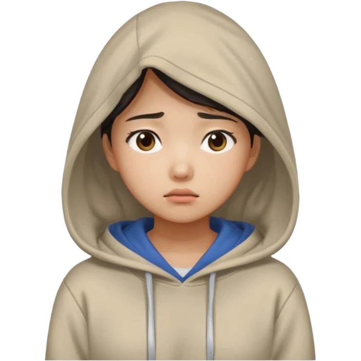 South Korean female college student with a worried face (melange hoodie) emoji