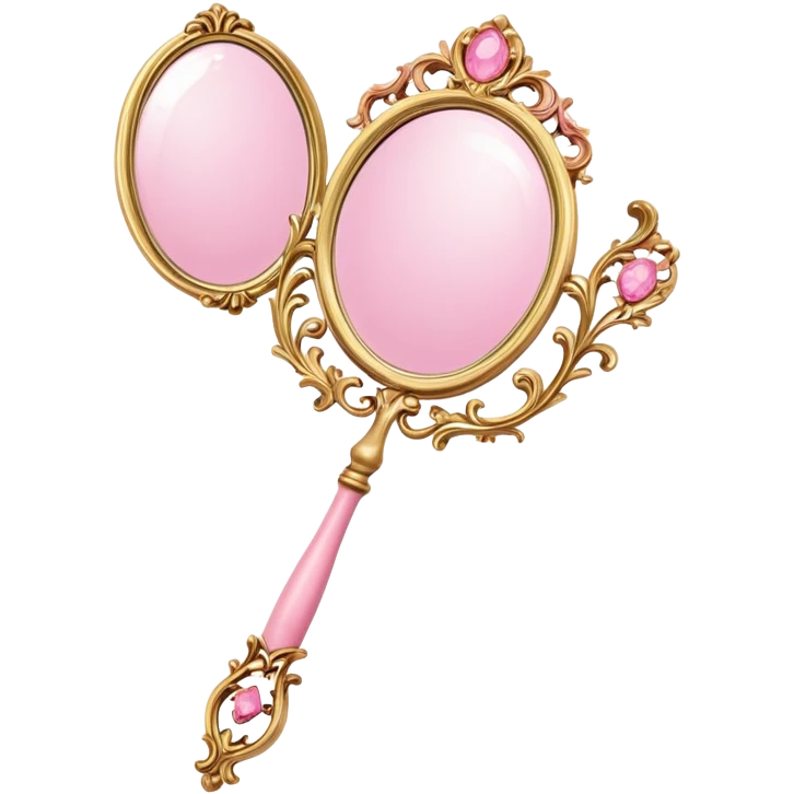 Vintage rococo handmirror pink gold emoji
