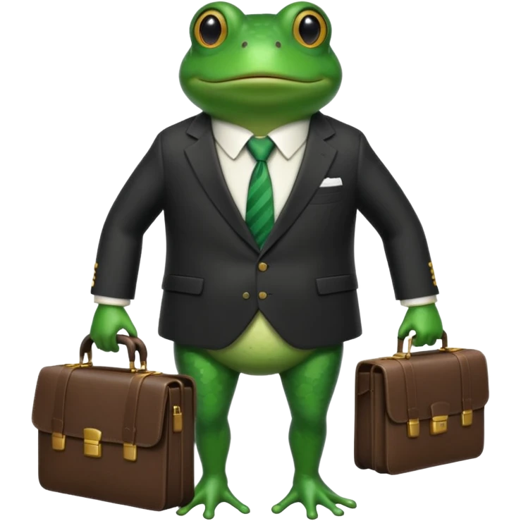 frog with a suit and tie and a briefcase emoji