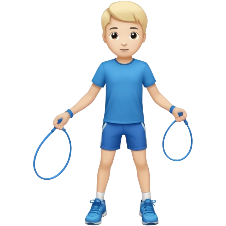 Boy with Skipping Rope on start to skip pose emoji