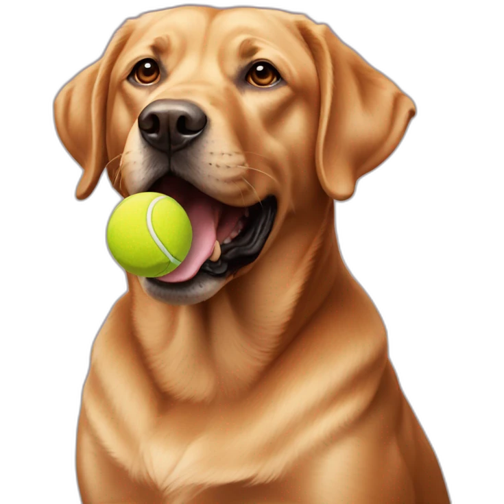 Red labrador with a tennis ball on his mouth emoji