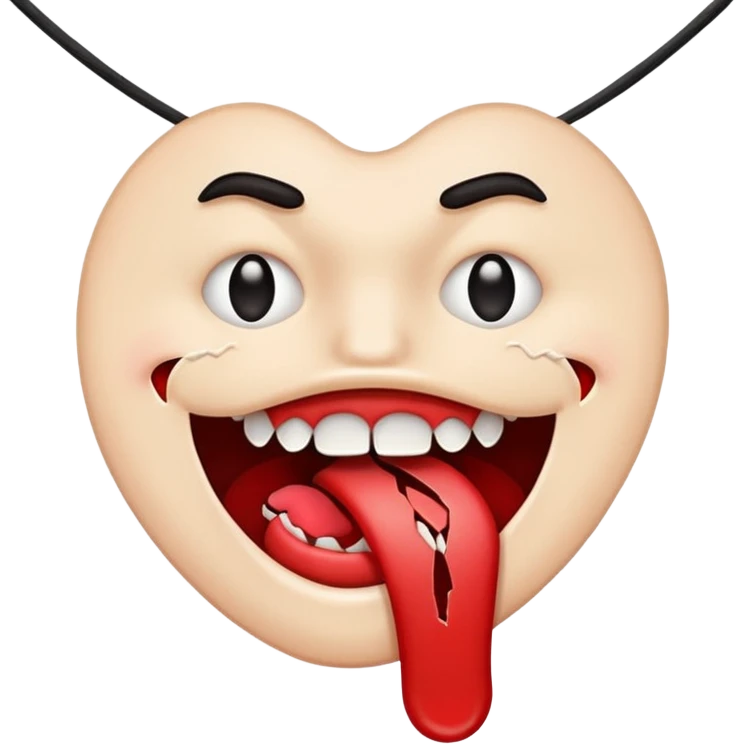 A mouth with a broken string instead of a tongue emoji