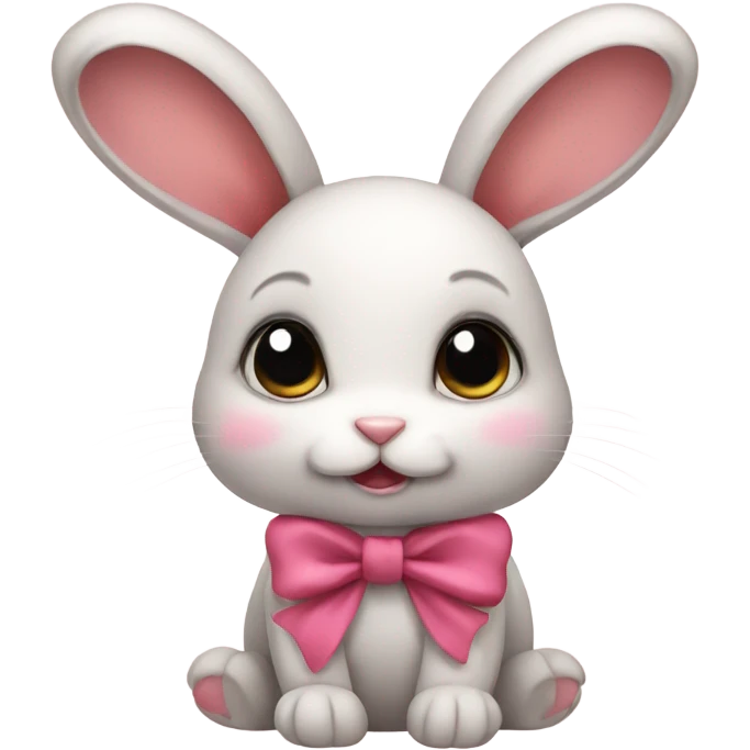 cute bunny with cute bow emoji