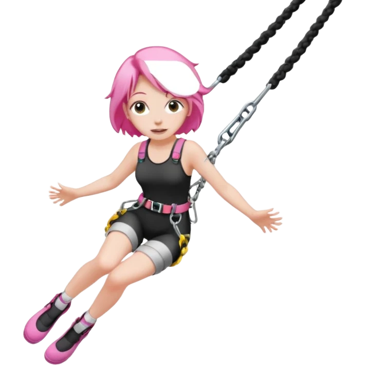 bungee jumping face with earrings pink hair emoji