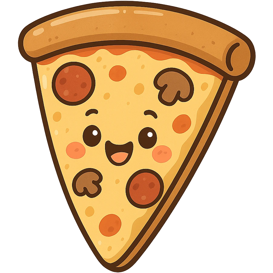 happy slice of pizza with a face, cheerful and cute, general style emoji