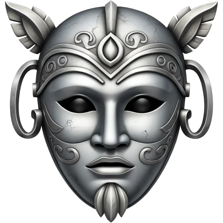 ancient mask, silver, engraved symbols emoji