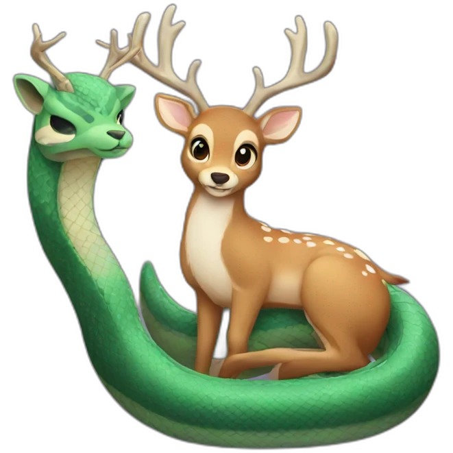Deer and snake in love emoji