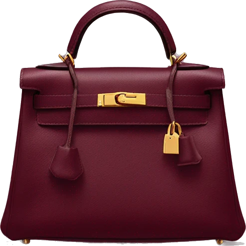 A Hermes mini Kelly bag in burgundy color  emoji