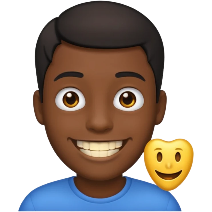 Isso agora faca esse emoji masculino com um cabelo preto baixo e um sorriso com um dente de ouro emoji