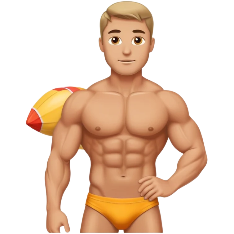 Muscular Caucasian man wearing a bikini emoji