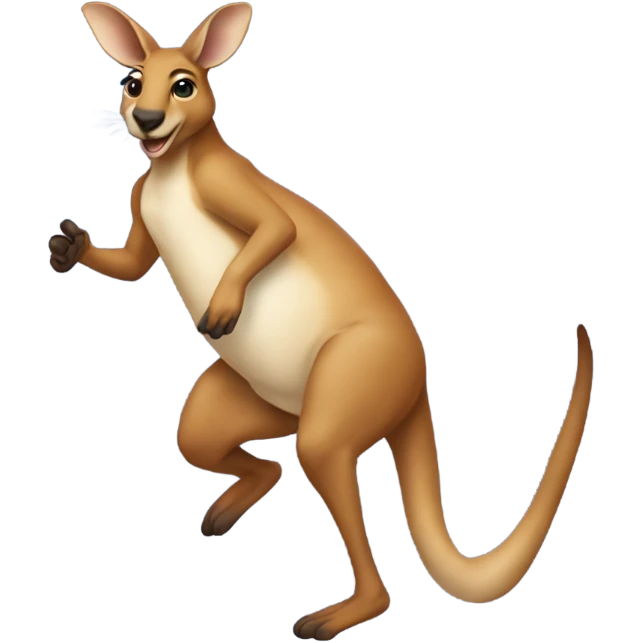 Kangaroo jumping in a crop top and baggy jeans emoji