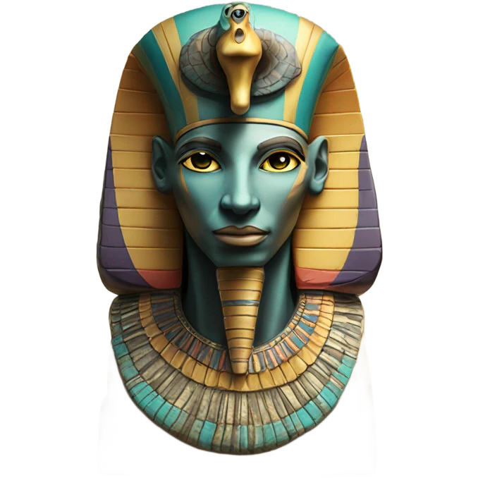 colourful statue of egypt god with cobra
face emoji