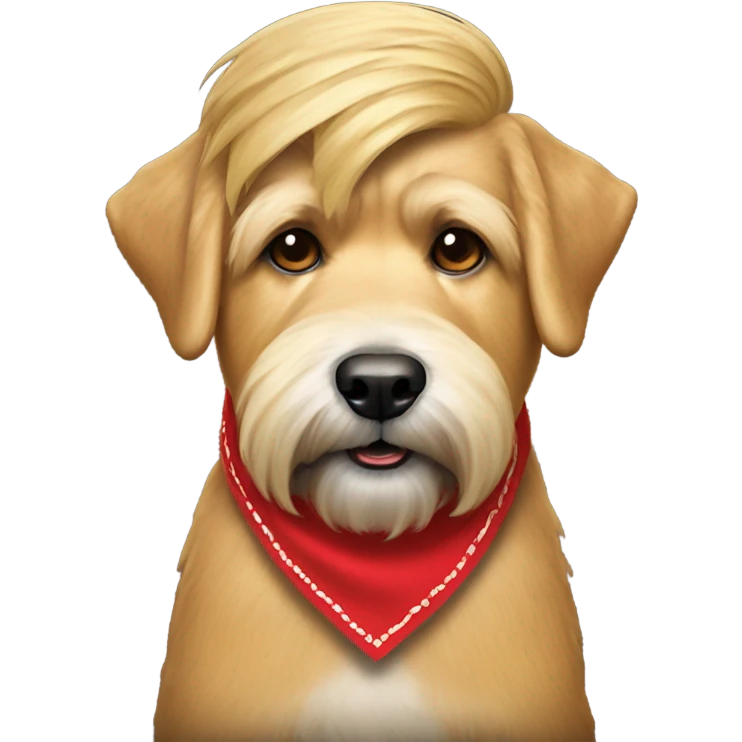 President Donald trump with wheaten terrier wearing a red bandana emoji