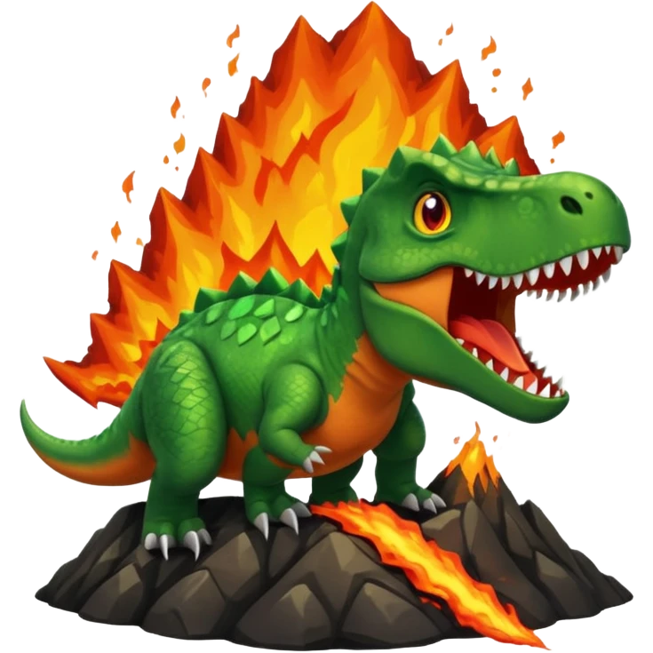 Dinasour head coming out of volcano emoji