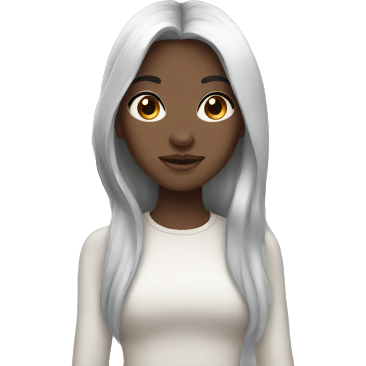 White, long Black Haired Girl With Brown Eyes  emoji