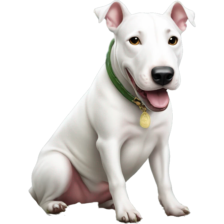 White bull terrier with pile of cash money  emoji