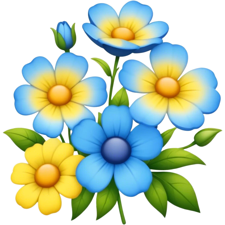 Blue and yellow flowers  emoji