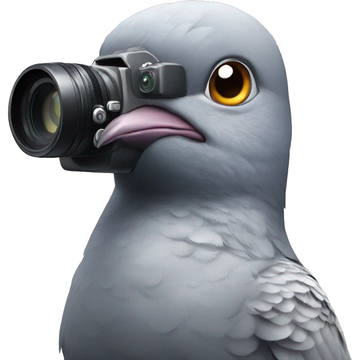 Pigeon with camera on head emoji
