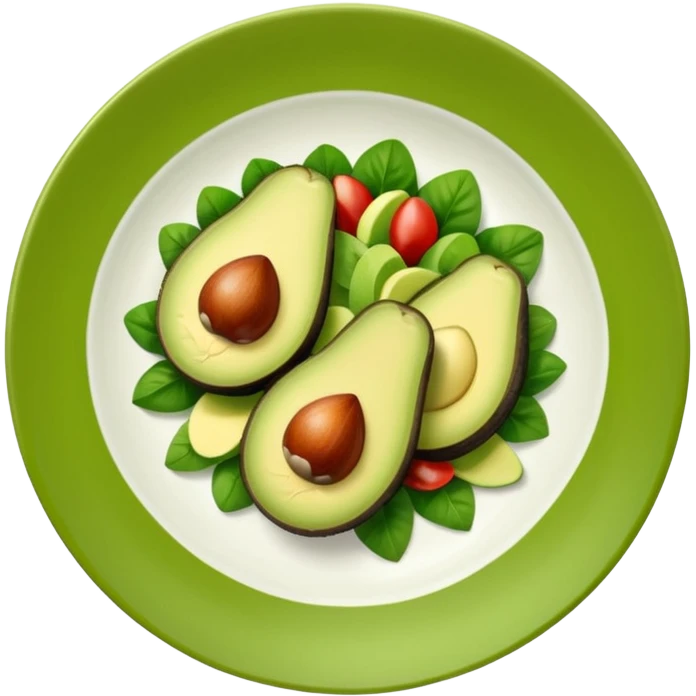A stylized salad plate in greens or avocado with the hashtag #VogueBodyClinic emoji