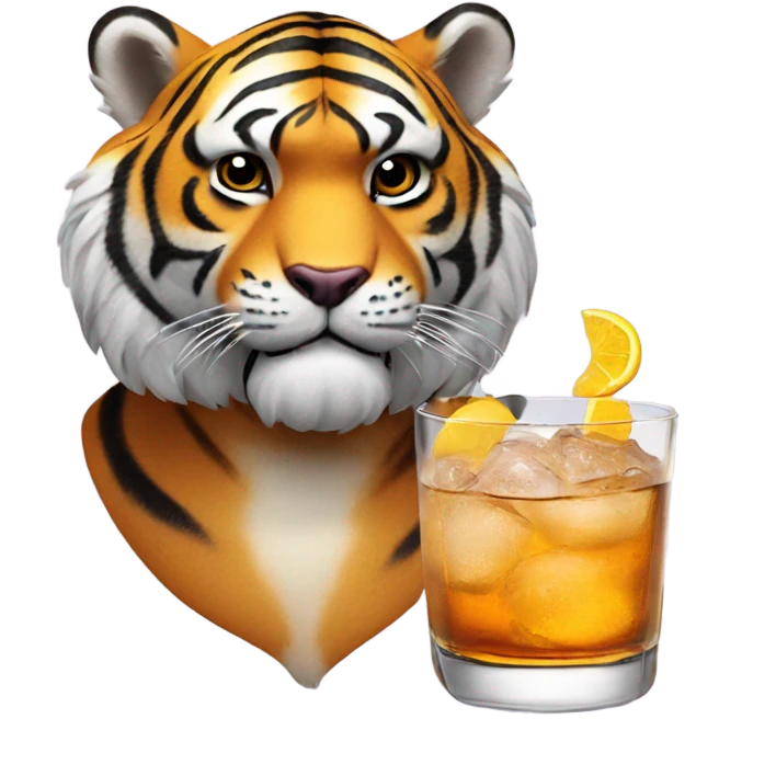 LSU Mike the Tiger with whiskey cocktail  emoji