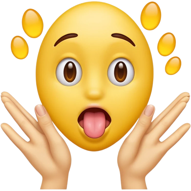 Sticking tongue out with hands gliding through yellow emoji  emoji