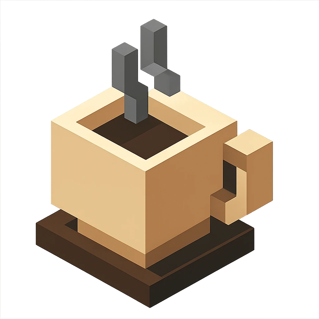coffee cup, minimalist geometric style, 3D blocks icon emoji